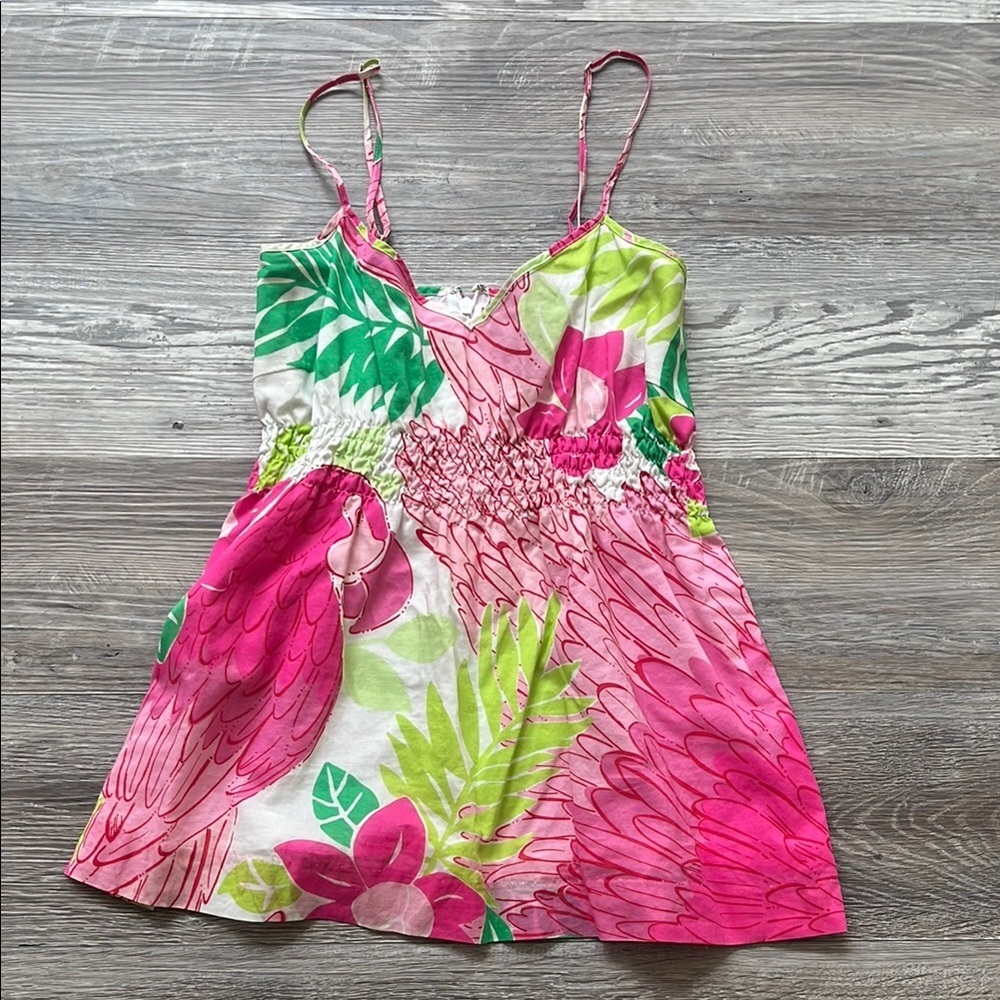 Lilly Pulitzer Pink and Green Floral Blouse Sizes 4